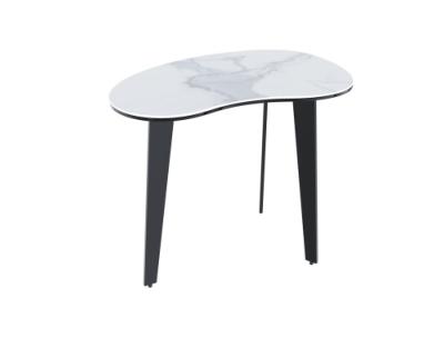 BOUT DE CANAPE SILVERSTONE CERAMIQUE MARBRE BLANC PIEDS PLEINS 