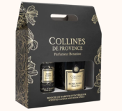 COLLINES DE PROVENCE COFFRET BOUGIE 180g ET PARFUM D'INTERIEUR ROSE NOIRE 