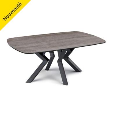 TABLE BASSE TONNEAU KANSAS CERAMIQUE GRIS NUANCE