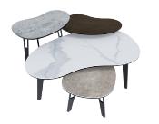 TABLE BASSE SILVERSTONE CERAMIQUE MARBRE BLANC PIEDS AJOURES