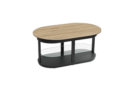 TABLE BASSE IKARIA  AVEC ROULETTES CERAMIQUE CHENE CLAIR