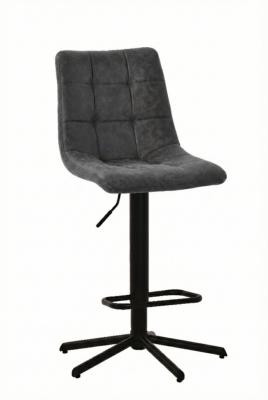 CHAISE DE BAR OBVIOUS MICROFIBRE ANTHRACITE PIVOTANTE SUR PISTON