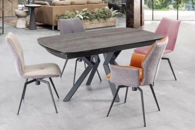 TABLE DE REPAS ASTANA EN CERAMIQUE GRIS NUANCE 190/240/290x95x76cm