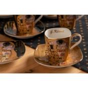 6 TASSES A CAFE + 6 SOUS TASSES LE BAISER DE G.KLIMT