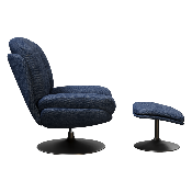Fauteuil Lisboa avec son repose-pieds - Tissu Bleu Marine