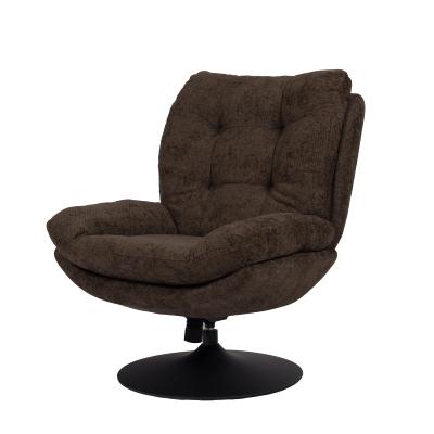 Fauteuil Marjorie - Tissu Chenille Marron & Pied Noir