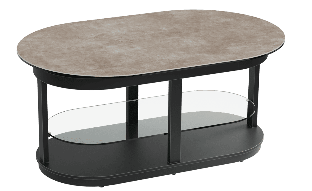 TABLE BASSE IKARIA  AVEC ROULETTES CERAMIQUE ARGILE