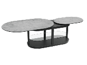 TABLE BASSE IKARIA  AVEC ROULETTES CERAMIQUE SILVER
