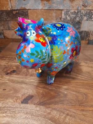 POMME PIDOU VACHE BELLA  BLEUE PM MOTIF FLEURS 