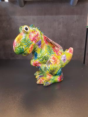 POMME PIDOU T-REX TITO VERT PM MOTIF FEUILLES