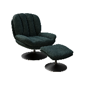 Fauteuil Lisboa avec son repose-pieds - Tissu Vert Sapin