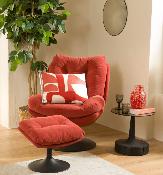Fauteuil Marjorie - Tissu Terracotta & Pied Noir