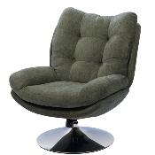 Fauteuil Marjorie - Tissu Vert & Pied Chromé