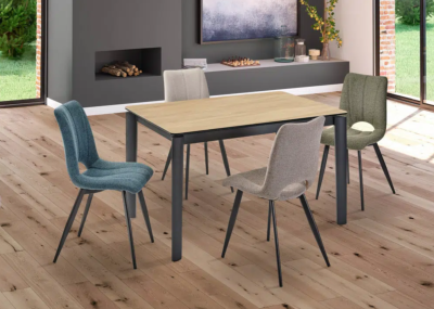 TABLE DE REPAS HUGO CERAMIQUE TON CHENE 140/190x90x76cm