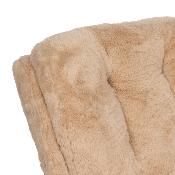Fauteuil Marjorie - Fausse Fourrure Beige & Pied Bois