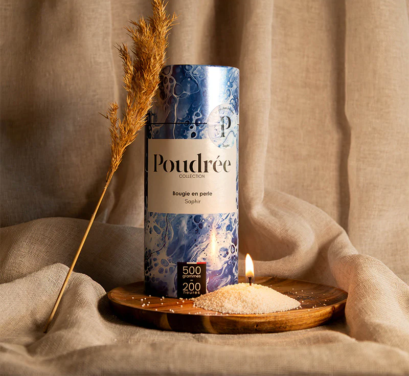 POUDREE BOUGIE EN PERLES DE CIRE SAPHIR 500gr