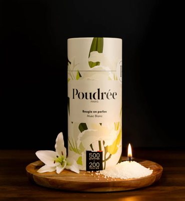 POUDREE BOUGIE EN PERLES DE CIRE MUSC BLANC 500gr