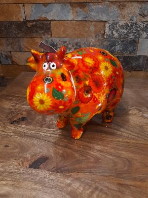 POMME PIDOU VACHE BELLA ORANGE PM MOTIF FLEURS 