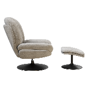 Fauteuil Lisboa avec son repose-pieds - Tissu Gris Clair