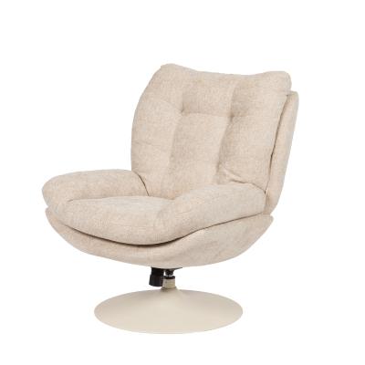 Fauteuil Marjorie - Tissu Chenille Beige & Pied Blanc