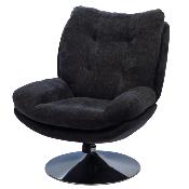 Fauteuil Marjorie - Tissu Noir & Pied Chromé
