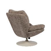 Fauteuil Marjorie - Tissu Chenille Taupe & Pied Blanc