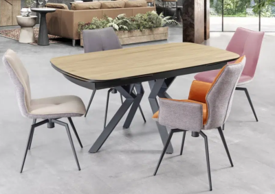 TABLE DE REPAS ASTANA EN CERAMIQUE TON CHENE 160/200/240x95x76cm