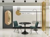 TABLE DE REPAS DIABOLO MARBRE MARQUINA Diam.90cm  Haut.75cm