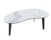TABLE BASSE SILVERSTONE CERAMIQUE MARBRE BLANC PIEDS PLEINS 