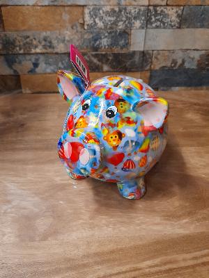 POMME PIDOU COCHON ROSIE BLEU PM MOTIF MONTGOLFIERES