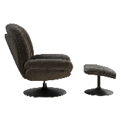 Fauteuil Lisboa avec son repose-pieds - Tissu Anthracite