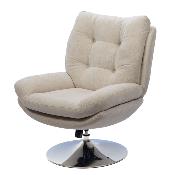 Fauteuil Marjorie - Tissu Beige & Pied Chromé