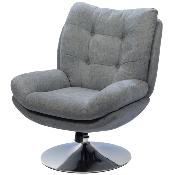 Fauteuil Marjorie - Tissu Gris Clair & Pied Chromé