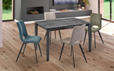 TABLE DE REPAS HUGO CERAMIQUE GRIS NUANCE 140/190x90x76cm