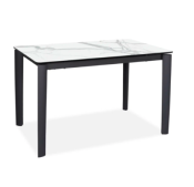 TABLE HAUTE DE REPAS TIMEO CERAMIQUE BLANC MARBRE 140/190x90x90cm