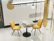 TABLE DE REPAS DIABOLO MARBRE CALCATTA  Diam.90cm  Haut.75cm