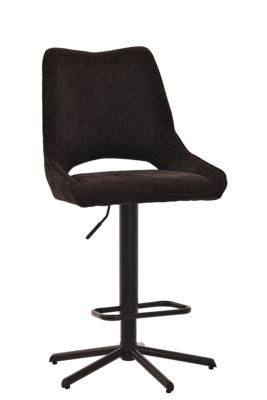 CHAISE DE BAR STORMY NOIR-MARRON PIVOTANTE SUR PISTON 