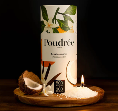 POUDREE BOUGIE EN PERLES DE CIRE MASSAGE A BALI 500gr