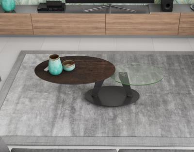 TABLE BASSE OVALIA CERAMIQUE ACIER
