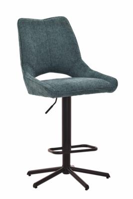CHAISE DE BAR STORMY  BLEU PETROLE PIVOTANTE SUR PISTON