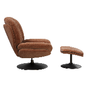 Fauteuil Lisboa avec son repose-pieds - Tissu Terracotta