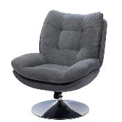 Fauteuil Marjorie - Tissu Gris Foncé & Pied Chromé