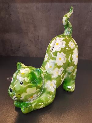 POMME PIDOU CHAT POPPY VERT PM MOTIF FLEURS BLANCHES  