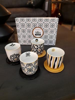 4 TASSES EXPRESSO + 4 SOUS TASSES ALIX