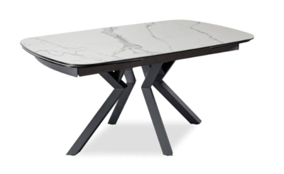 TABLE DE REPAS ASTANA EN CERAMIQUE BLANC MARBRE 160/200/240x95x76cm