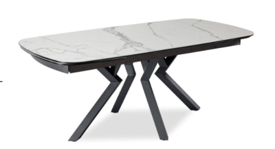 TABLE DE REPAS ASTANA EN CERAMIQUE BLANC MARBRE 190/240/290x95x76cm