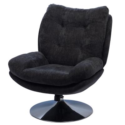 Fauteuil Marjorie - Tissu Noir & Pied Chromé