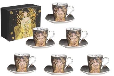 6 TASSES A CAFE + 6 SOUS TASSES LE PORTRAIT D'ADELE DE G.KLIMT