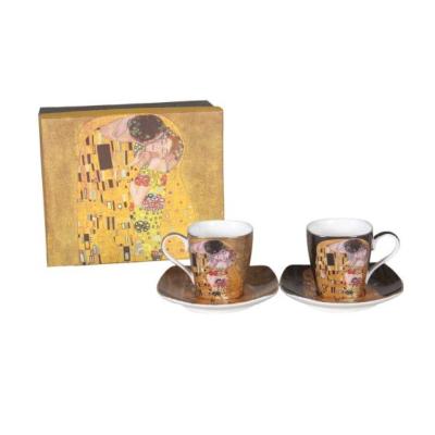 2 TASSES A CAFE + 2 SOUS TASSES LE BAISER DE G.KLIMT