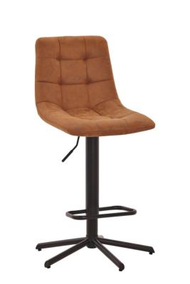 CHAISE DE BAR OBVIOUS MICROFIBRE CAMEL PIVOTANTE SUR PISTON